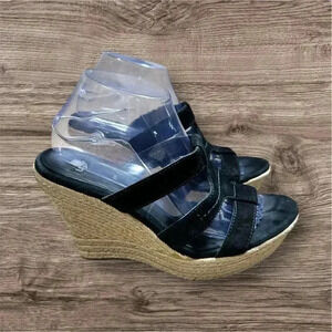 UGG Australia Women's‎ Sandal Black Tawnie Wedge Suede Size 9.5